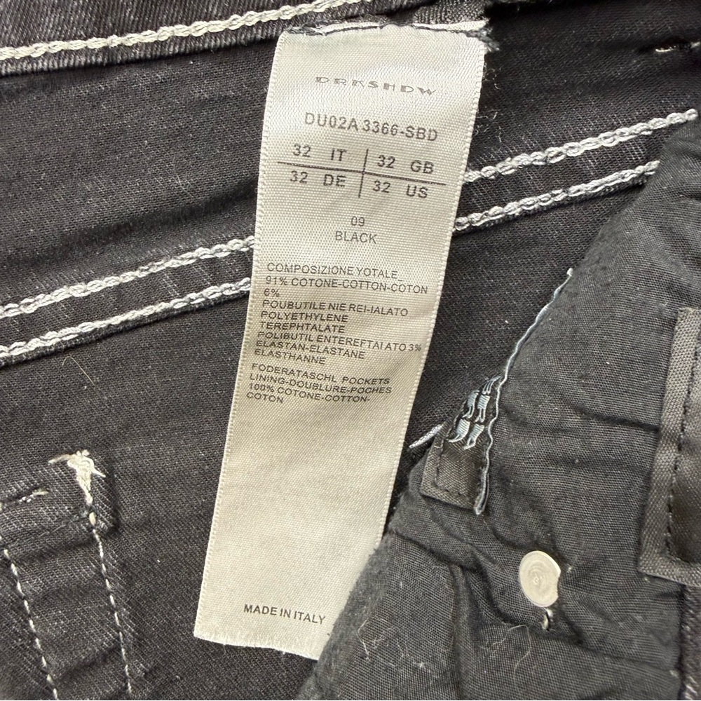 Rick Owens DRKSHDW Detroit Cut black buttonfly jeans men's size 32x31 distressed - Picture 6 of 14